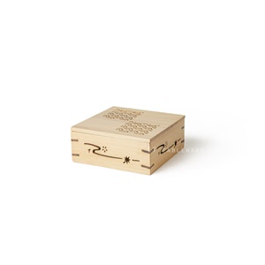 木盒 ★ 正方料理盒帶蓋｜扇形紋 ｜15 × 6.5 ㎝｜單個