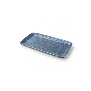 盤 ☆ 窯變浮雕藍皮革紋 長方盤｜23 × 12.5 ㎝｜單個