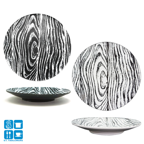 歐風木紋陶瓷圓盤10.5"(白/黑)
