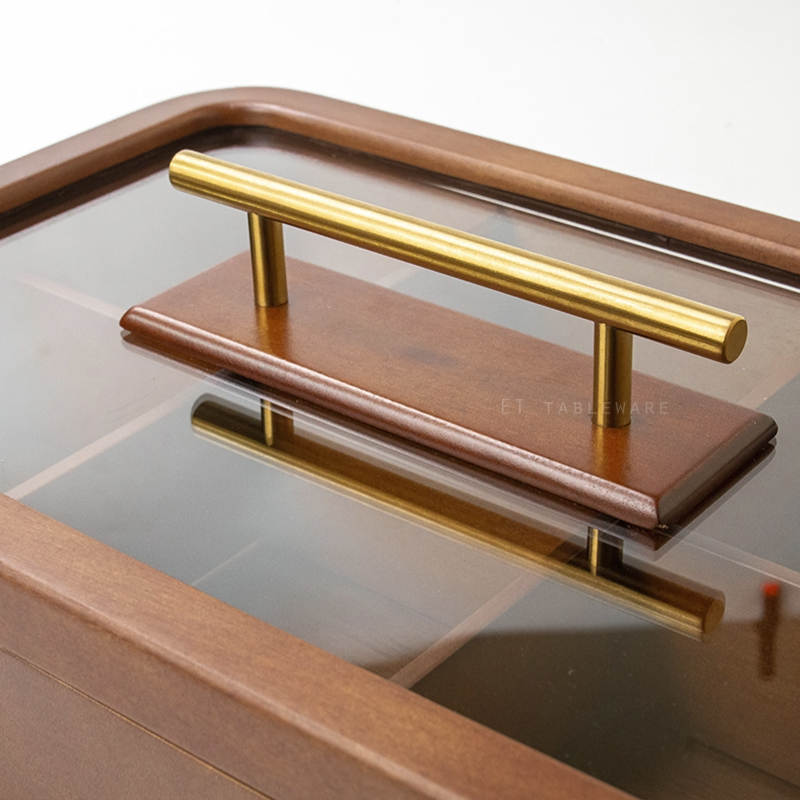 置物盒 ☆ 六格 木製 玻璃蓋 置物盒｜33.5 × 23 × 11.5 ㎝｜單個