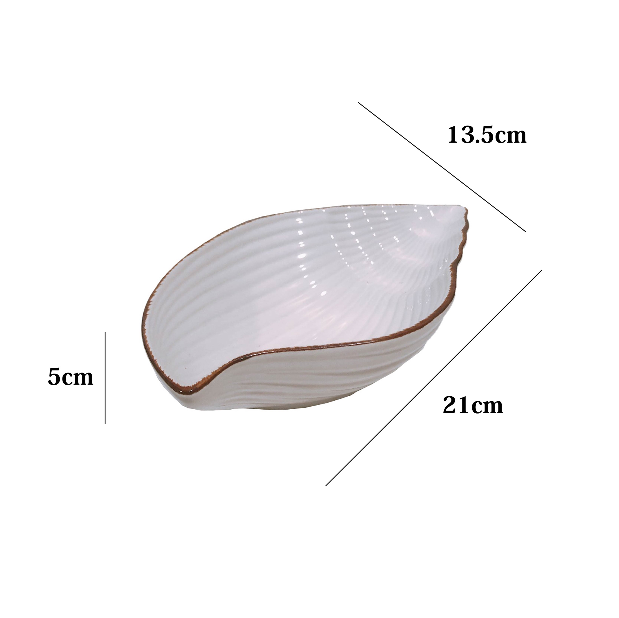 海洋系列 21cm 海螺陶瓷碗｜經典白｜單個