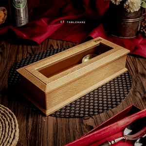 餐具盒 ☆ 原木紋餐具盒附蓋｜淺色｜27 × 11 × 6.5 ㎝｜單個