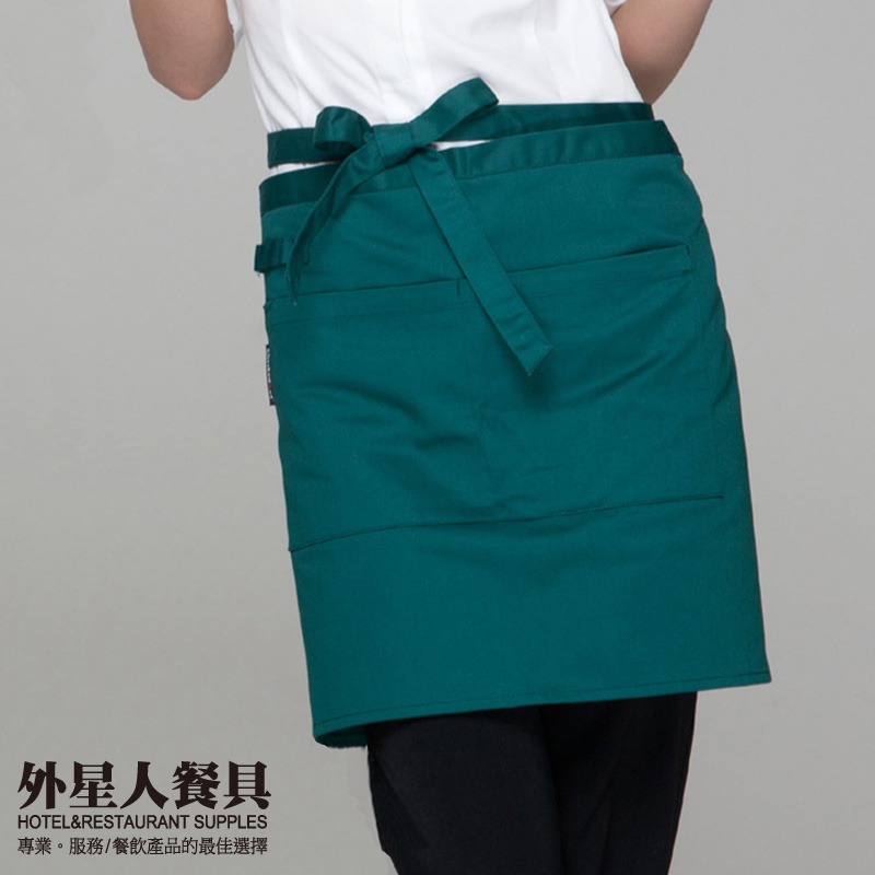 圍裙-半身雙口袋(綠)45*61*帶85cm