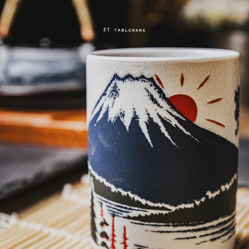 杯 ☆ 日本湯吞杯｜日本富士山｜藍色｜約 210 cc｜單個