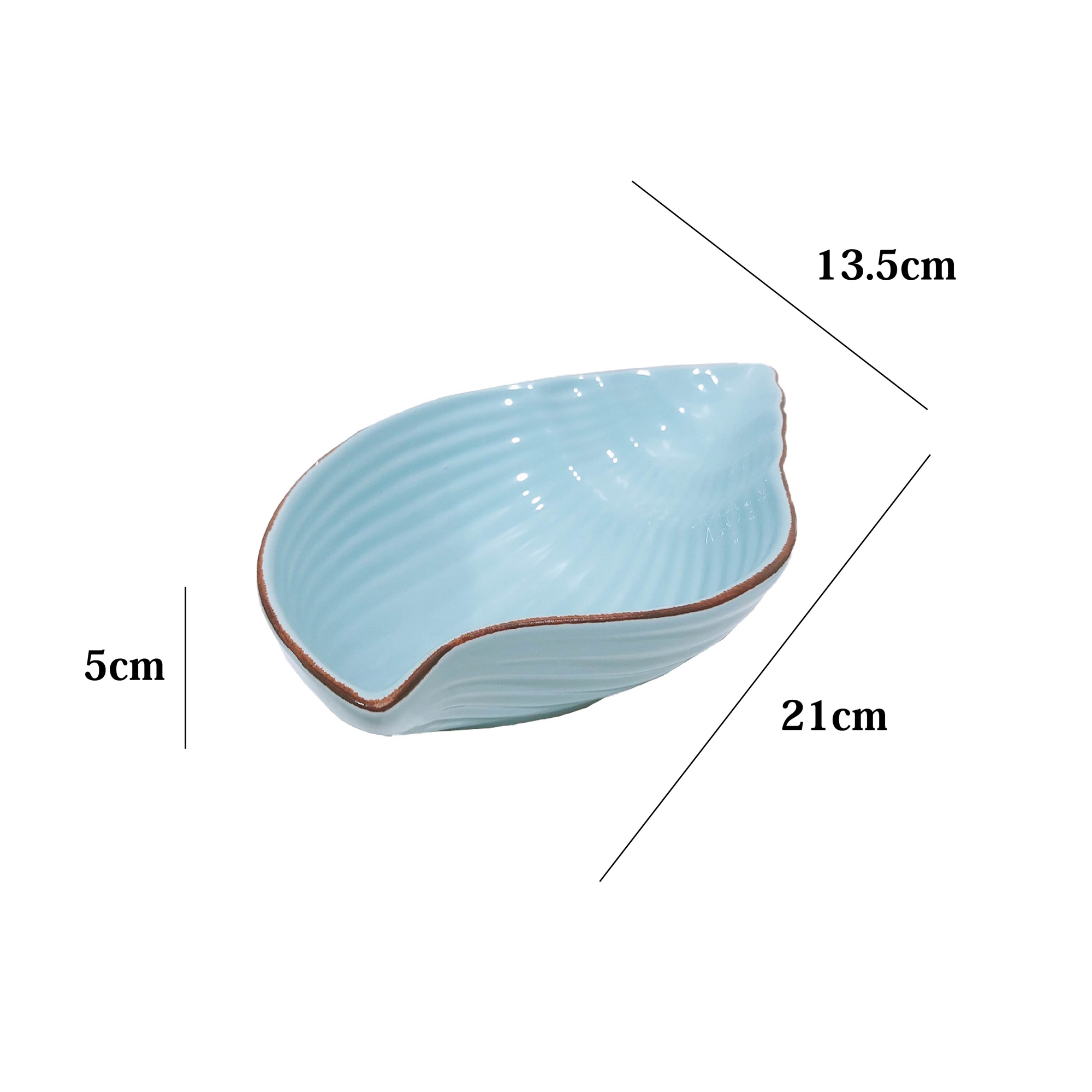 海洋系列 21cm 海螺陶瓷碗｜淺粉藍｜單個