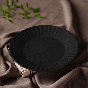 羅馬粗陶 Φ22.5cm 陶瓷餐盤｜鐵鏽黑｜單個
