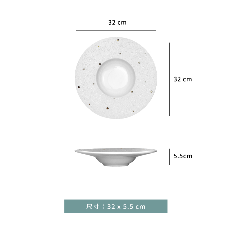 盤☆ Meteor 寬邊湯盤｜金點｜24.5 cm．28 cm．32 cm｜單個- 外星人